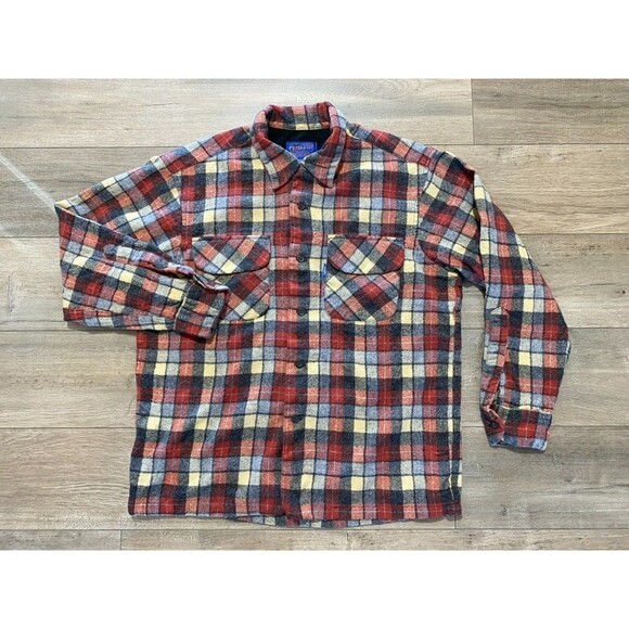 Pendleton X Vans Authentic Board Shirt Mens M 100% Virgin Wool Red yellow Black - Picture 1 of 10
